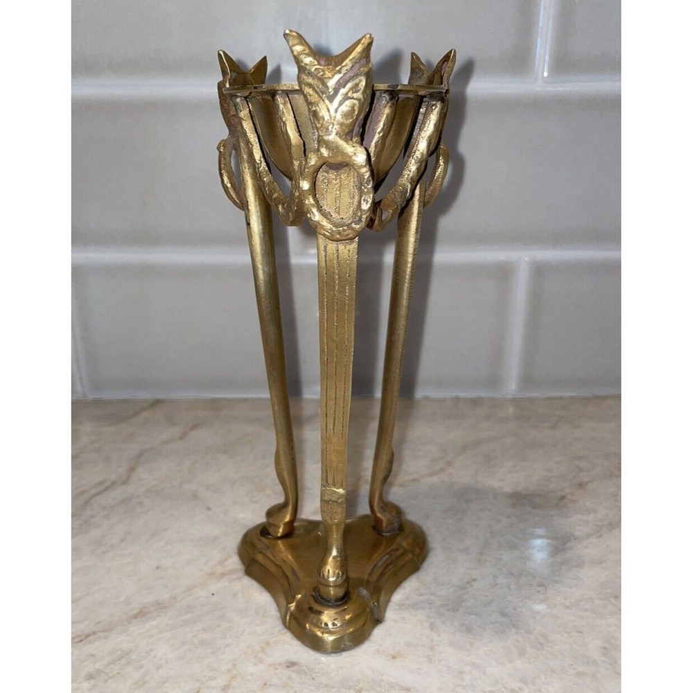 Vintage Brass Incense Censer Burner, Goat Head & Foot, Laurel Swag, 3 Leg & Base